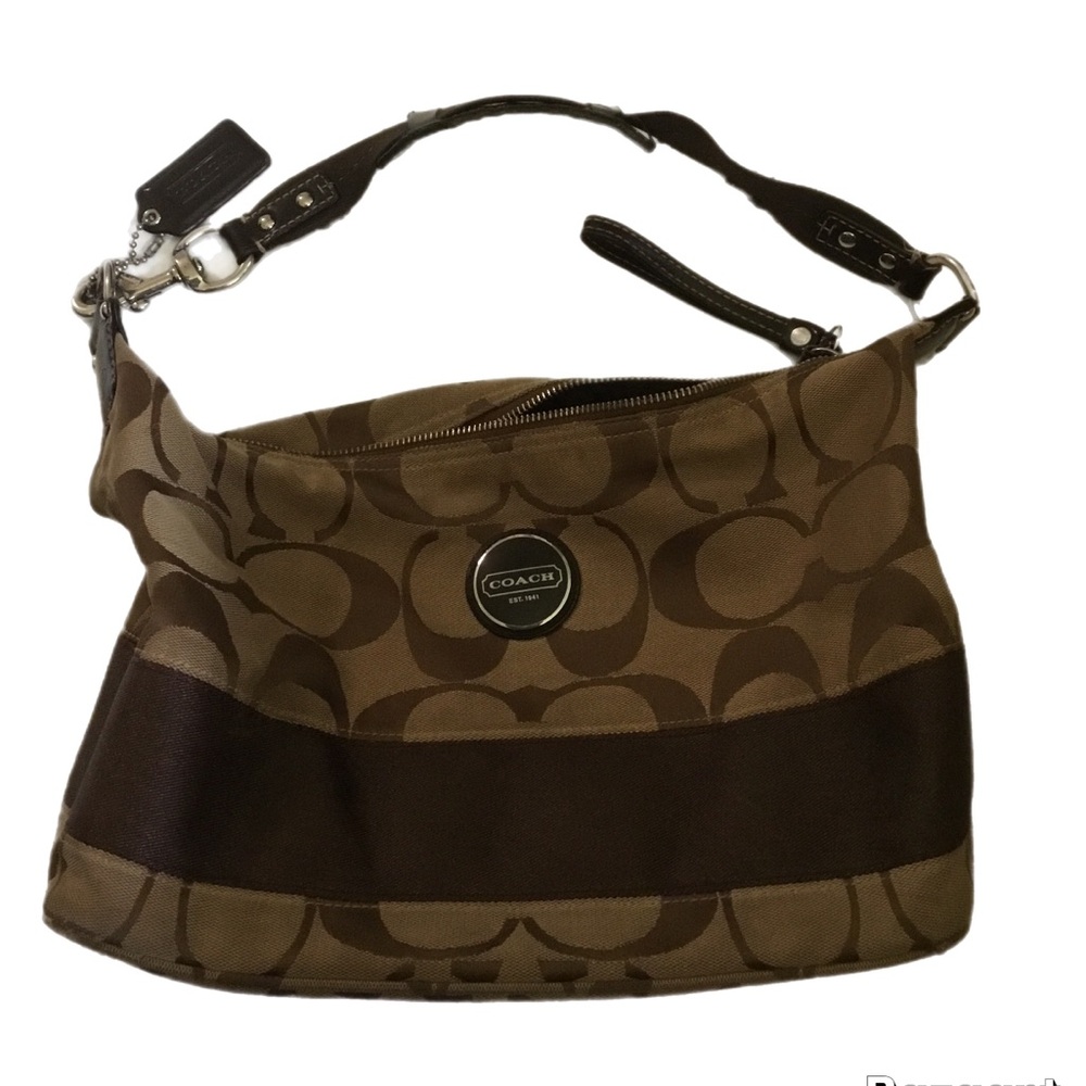 Coach Brown Signature Canvas Shoulder Hobo bag
